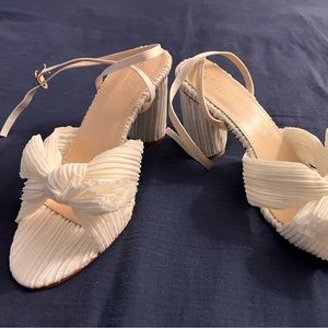 Women’s White Heels with Bows, Open Toe, Size 10, NWT